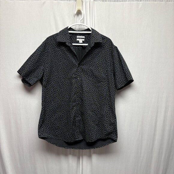 Black Short Sleeve Mens Shirt Size XL Slim Fit Button-Up Cotton - Picture 1 of 8